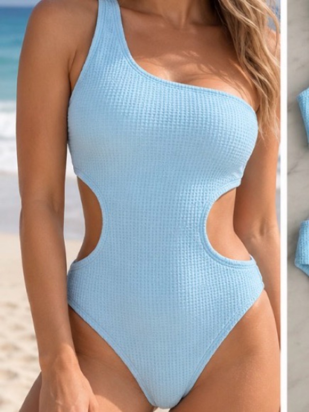 PINK Victoria’s Secret Blue One Piece Swimsuit Cut Out Size M